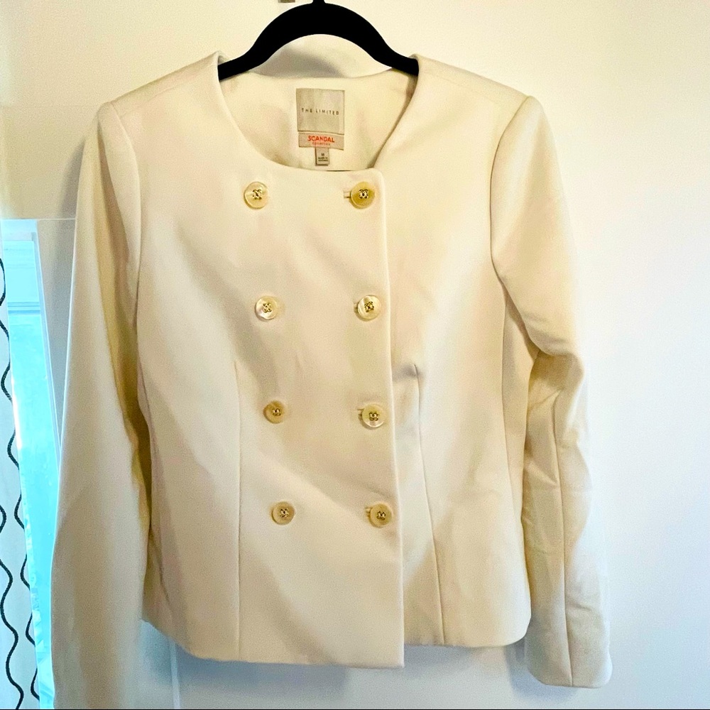 Cream Blazer with Pearlescent Buttons from Scandal Line at the Limited, M